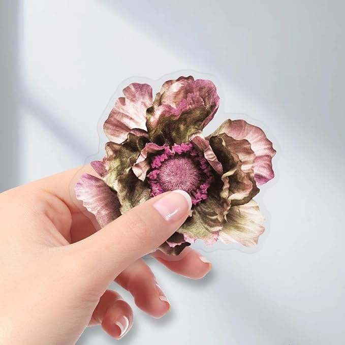 Transparent Flora Scrapbook Stickers 50 Pack, Vintage Aesthetic Flowers Stickers for Scrapbook Journal, Waterproof for Water Bottles Laptop Phone Scrapbook Supplies DIY Crafts(colours-F17)