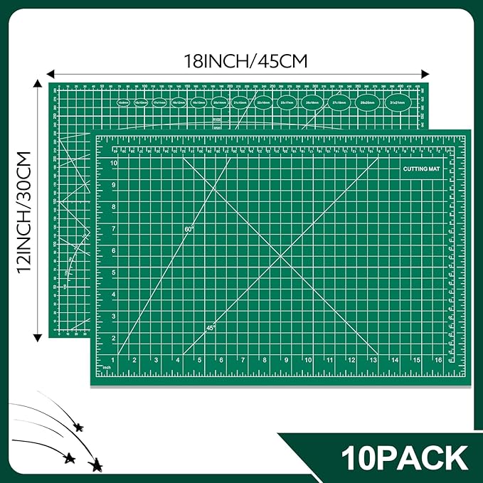 Self Healing Cutting Mat 12×18 Inch, Fabric Cutting Mats for Crafts, Double Sided Sewing Boards for Quilting Hobby Scrapbooking 5 Layers 1 Pack