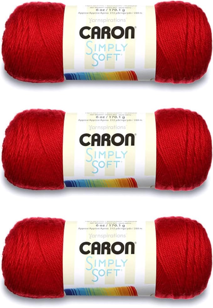 Caron Simply Soft Yarn for Crocheting & Knitting, Harvest Red, 3-Pack | #4 Worsted Medium, Soft 100% Acrylic Yarn for Crochet, Knitting, Blankets and Crafts, 315 Yards, 170.1g/6oz per skein