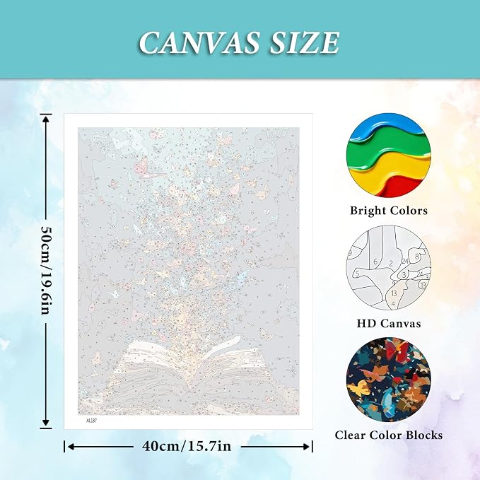 PHANTASYART Book Paint by Numbers Kit for Adults 16x20inch | Book Adult Paint by Numbers, Books Canvas Paint by Numbers for Adults, DIY Acrylic Paint Kit for Gifts Home Decor