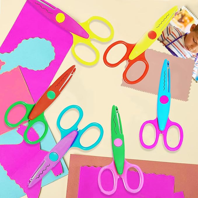 HAALII Craft Scissors Decorative Edge, for Crafting, Scissors, Zig Zag Kids Adults, Back to School Supplies, Scrapbook, Scrapbooking, Fancy, Pattern, Design, Create Fun Decorative Borders, 6 Pack