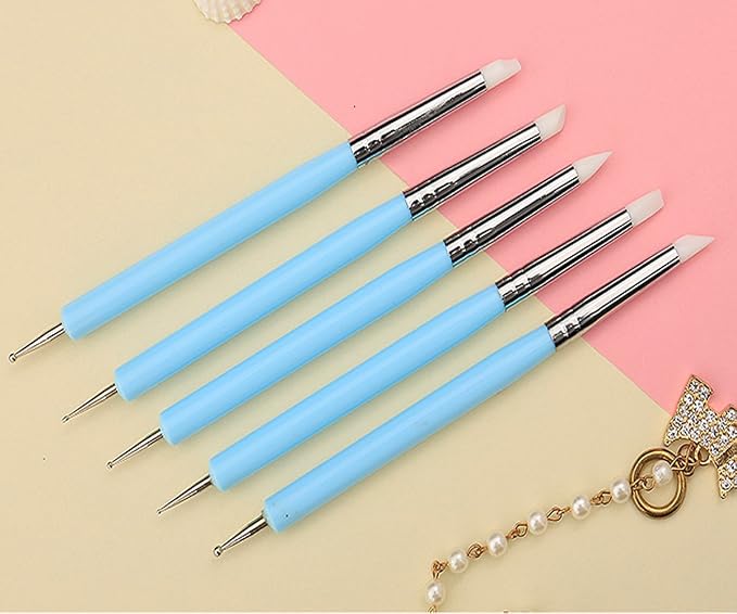 Ecjiuyi 9PCS Sculpting Tools,4PCS Double-Ended Metal Ceramic Clay Ball Stylus Dotting Tools and 5PCS 2 Way Silicone Polymer and Embossing Paper Flower Indentation Tool Set