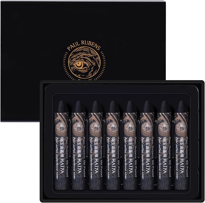 Paul Rubens Oil Pastels, 8 Black Oil Pastels for Artists and Beginners