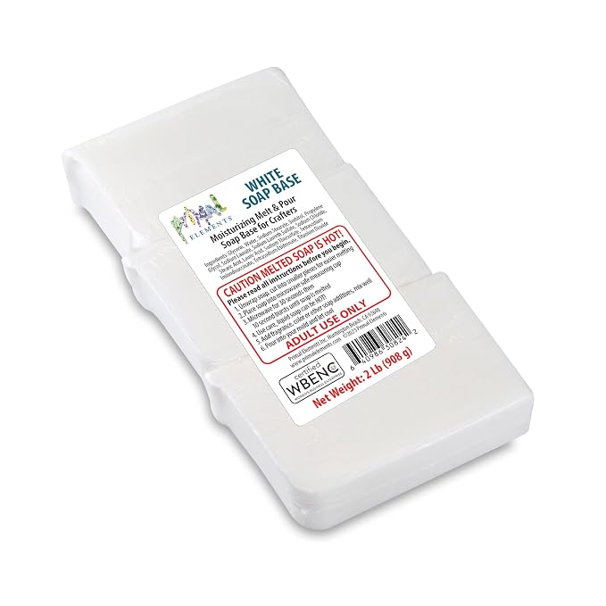 Primal Elements White Soap Base - Moisturizing Melt and Pour Glycerin Soap Base for Crafting and Soap Making, Easy to Cut, Unscented - 2 Pound