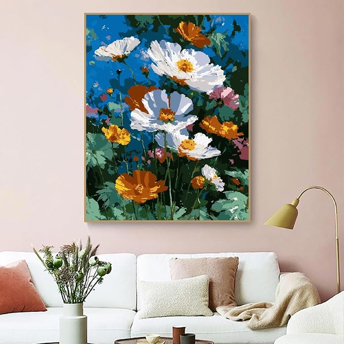 ZRIZQ Flowers Paint by Numbers Kit for Adults Beginner,Daisy, 16x20