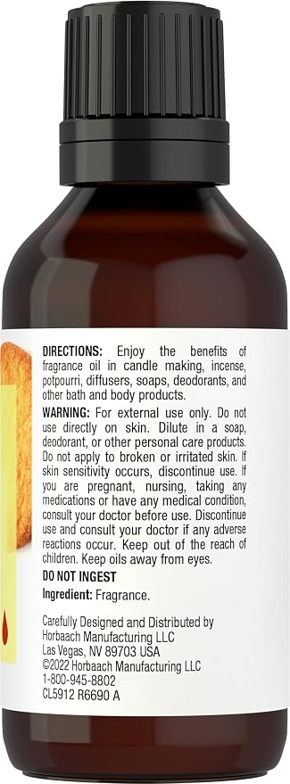 Horbäach Warm Vanilla Sugar Fragrance Oil | 1 Fl Oz (30 mL)
