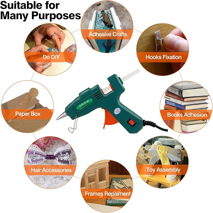 SHJADE Hot Glue Gun with 30 Glue Sticks, 20W Mini Hot Melt Gun Kit(Green)