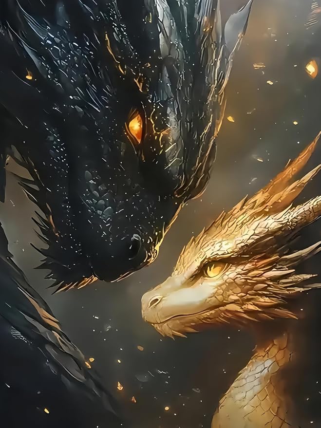 5D Diamond Painting Kits for Adults, Dragons Diamond Art Kits 12x16 in | DIY Full Round Drill Animal Diamond Dot Kits Gem Art Painting for Home Wall Decor Present