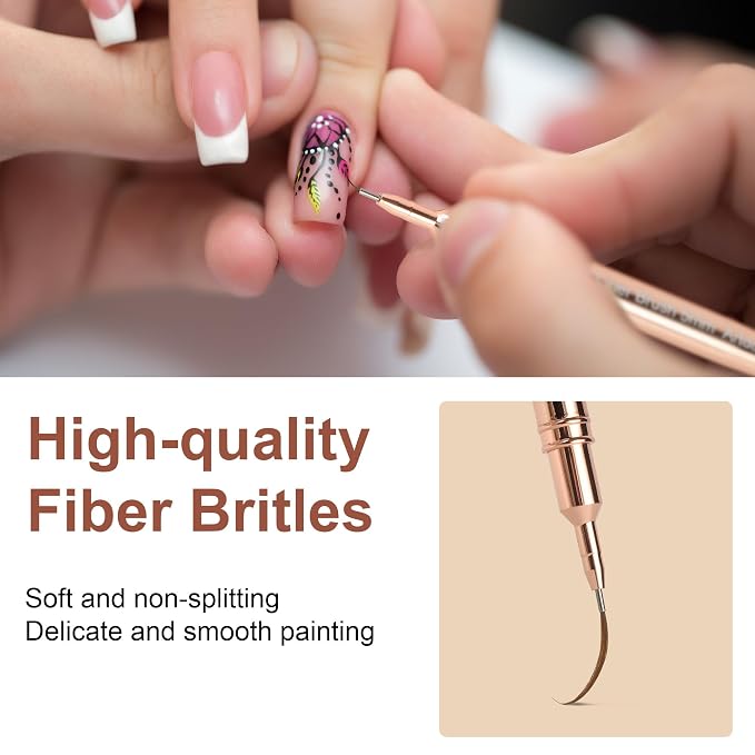 Artdone Metallic Nail Art Pens, Liner Brushes Set, 5PCS Gold Nail Tools