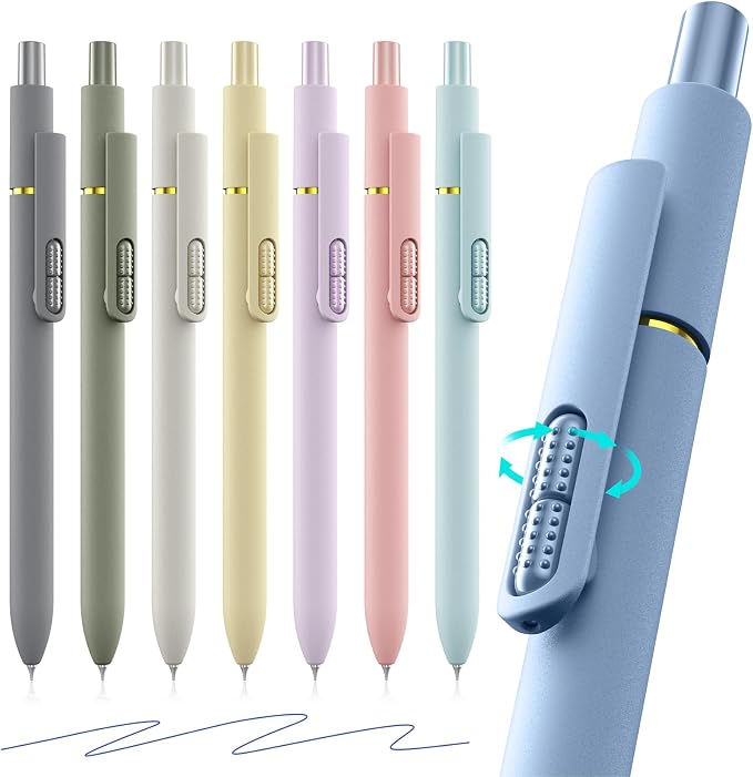 8 Pack Blue Gel Pens with Fidget, Quick-drying Blue Ink No Smudge