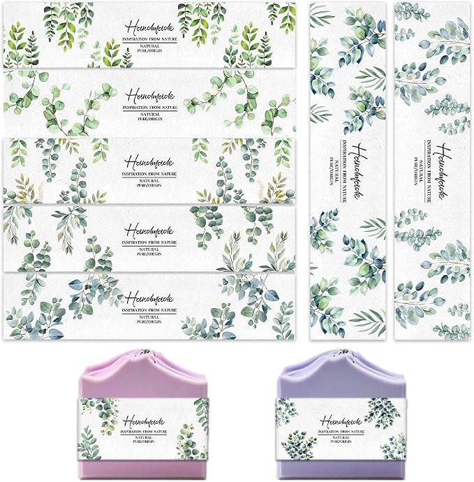 PH PandaHall 90pcs Watercolor Leaves Soap Wrappers, 9 Styles Plant Branch Soap Labels Soap Packaging Paper Crafts Wrapper Soap Sleeves for Homemade Soap Lotion Bars Bath Gift Wrapping, 8.3x1.97inch