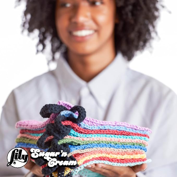 Lily Sugar'n Cream Super Size, Soft Cotton Crochet Yarn, Mod Blue 6-Pack