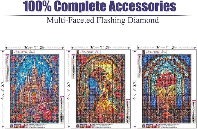 VeGuude Diamond Art Kits for Adults - 3 Pack Cartoon Diamond Painting for Beginners, Diamond Dots Round 5D Full Drill Paint with Diamonds Pictures Gem Art Painting Kits DIY Crafts Kits 12x16inch
