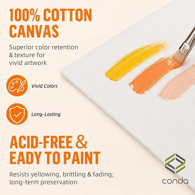 Canvases for Painting 8 x 10 inch, 40 Pack Value Bulk Blank White Canvas Boards, Primed, 100% Cotton, Acid Free Artist Canvas Panels for Painting Acrylics Watercolor & Oil