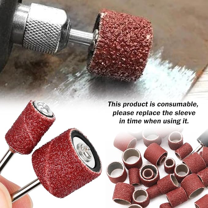 Sanding Drum Set for Most Rotary Tools-Includes 138 Aluminum Oxide Sanding Sleeves for Drum Sanders (80,120,240 Grit) and 12 Drum Mandrels-Sanding Bits Tool Accessories with Box