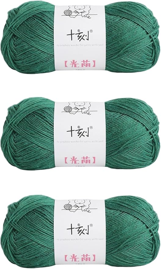 Linen Rayon Lyocell Blend Yarn, Superfine Fingering Weight (1), 150g/5.29oz (3 Strands, 50g/230yds per Strand)- 17 Emerald Green