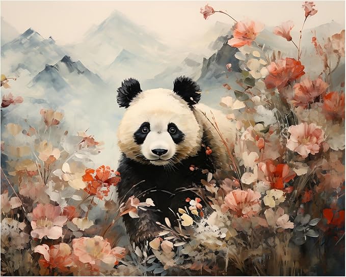 AUKELHJ Paint by Numbers Kit for Adults Beginner, Panda, 16X20 Inch | Paint by Number for Adults, Beginner Friendly, High-Definition Color Canvas, Stress Relief, Home Decor, Gifts, Unframed
