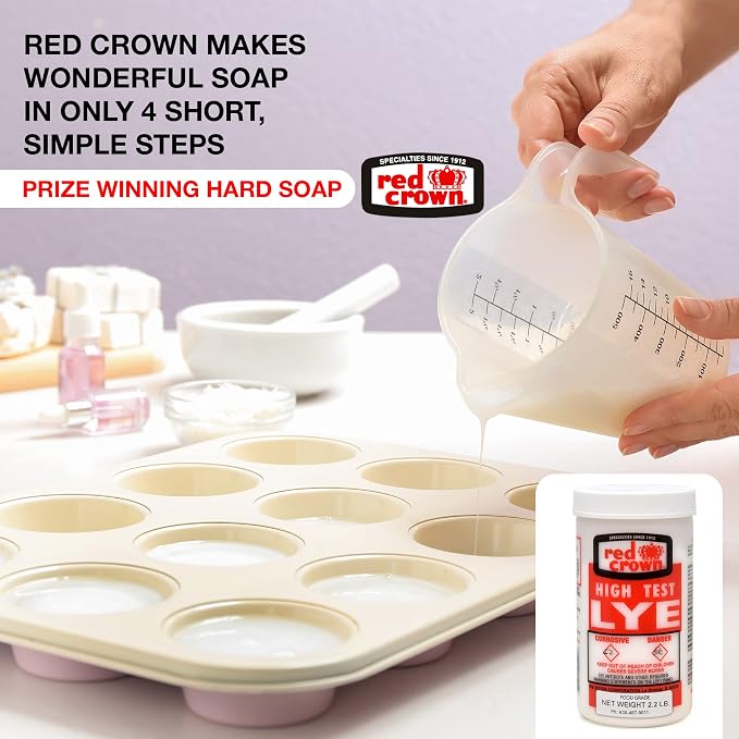 The Boyer Corporation Lye for Soap Making, Sodium Hydroxide Pure High Test Lye Food Grade, Caustic Soda, Drain Cleaner and Clog Remover, 2.2 lbs.