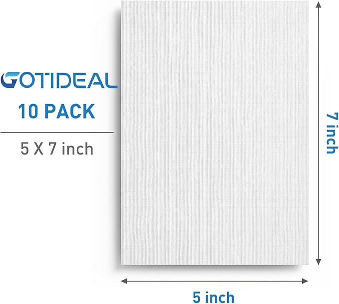 GOTIDEAL Canvases for Painting, 5x7 inch of 24 Pack, 100% Cotton | Professional Primed White Blank Flat Canvas Panels, Artist Canvas Boards for Acrylics Painting, Oil Watercolor Tempera