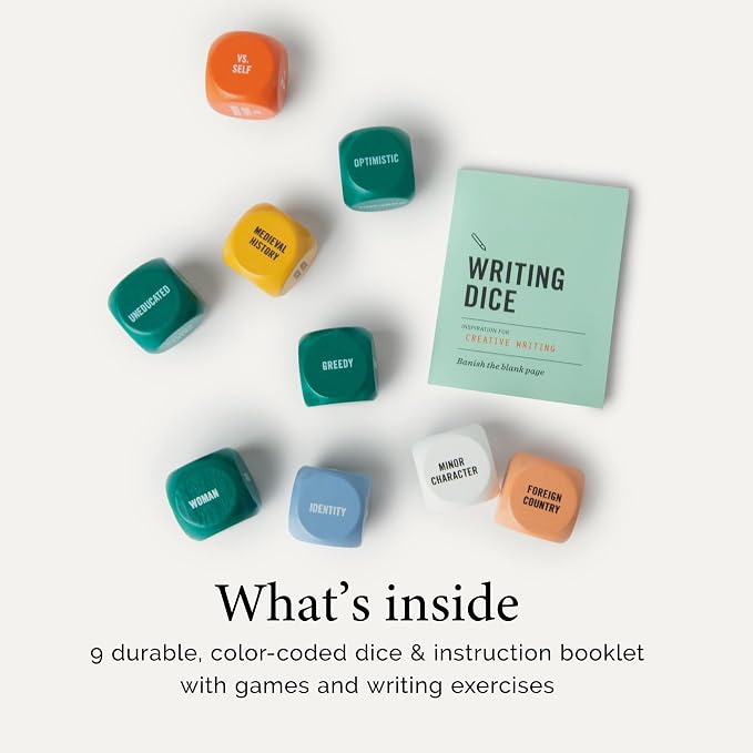 Two Tumbleweeds Writing Dice - Story Prompts to Beat Writer's Block | A highly giftable creative writing tool for Teens & Adults – Gift for Authors, Teachers & Storytellers – Set of 9 Dice