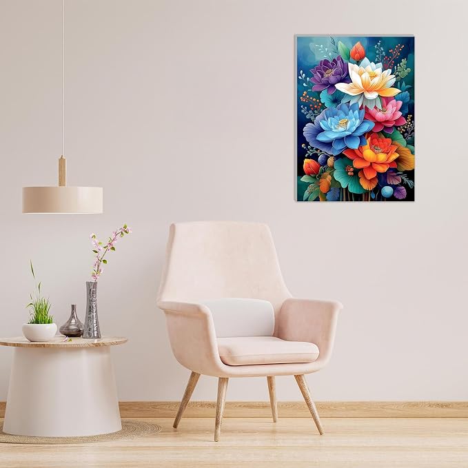 MAXBYE Framed Paint by Numbers Kits for Adults, Flowers Paint by Numbers Kit for Adults with Wooden Easel, Easy DIY Oil Painitings Kits with Tools for Beginners Gift Home Wall Decor 10×14 Inch