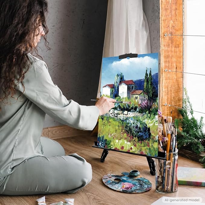 RRFTOK 17-66 Inch Adjustable Art Easel Stand for Painting and Sign, Black | Portable metal tripod easel for poster stand, display stand, canvas holder, adults and floor use