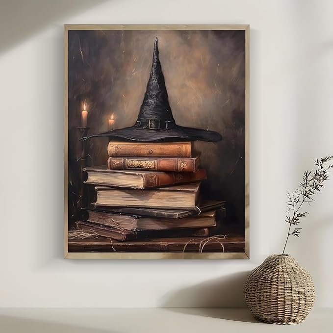 LKHMVCA Halloween Hat Book Paint by Number Kits for Adults, DIY Paint by Numbers Kits for Adults Beginners Without Frame, Acrylic Paint Canvas Painting Kits Art for Home Decor 16x20 Inch