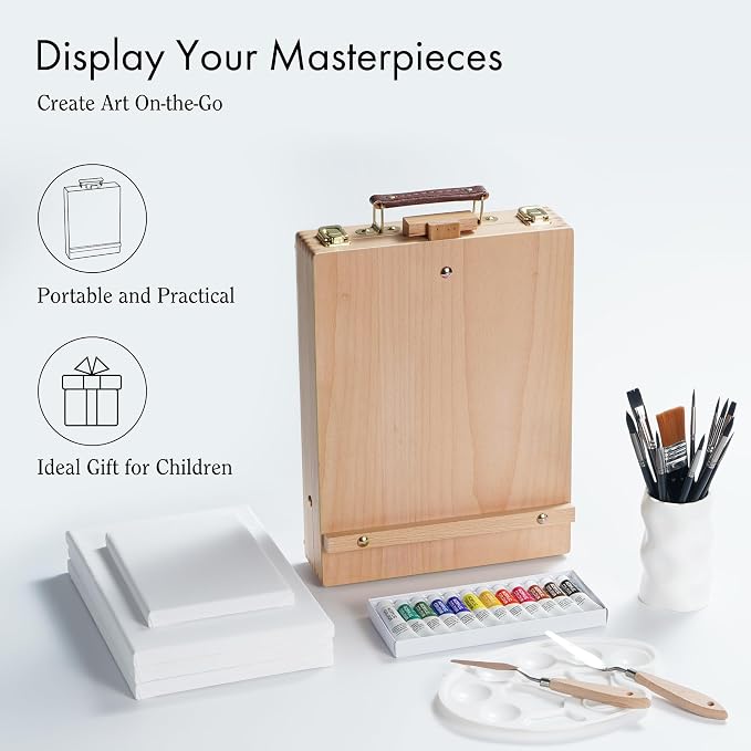 ARTIFY Art Supplies Kit, Tabletop Easel Set with 12 Acrylic Paints, 13 Paint Brushes, 4 Canvas Boards, 2 Palette Knives & Plastic Palette, Gift for Artists & Adults