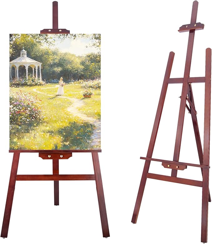 Falling in Art Adjustable Wooden Easel Stand for Painting&Display, Brown | Folding Art Easel for Display, Drawing, Wedding Sign and Poster, Suitable for Kids and Adults, Holds Up to 42"