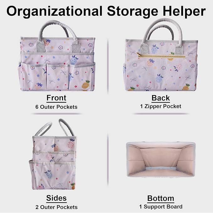 Cupohus Craft Organizer Tote Bag, Pink Fruit Sewing Bag for Art