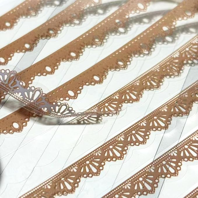 160 Pcs Transparent Lace Stickers for Scrapbooking Photo Album Card Making Journals Wedding Invitations Craft Project Decoration, White and Light Coffee Color PET Material, 40 Patterns