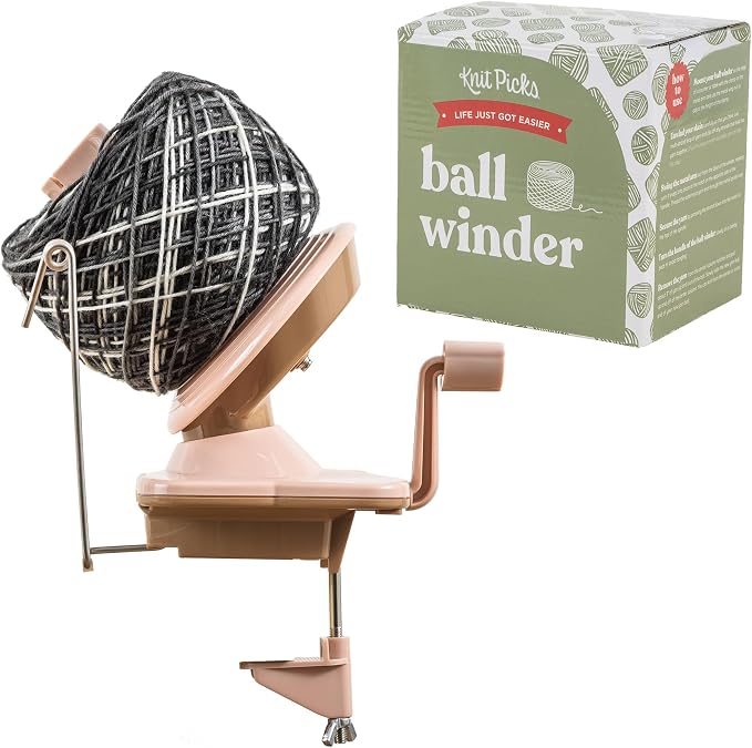 Knit Picks Yarn Ball Winder for Knitting and Crocheting (Dusty Rose) | Manual ball winder that winds up to 100g or 3.5 ounces of yarn into a cake