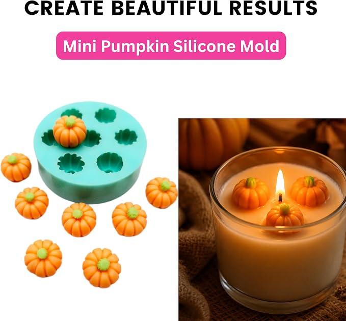 Mini Pumpkin Silicone Mold for Candle Toppers, Wax Melts, Soap Embeds, Resin Crafts, Candy & Jewelry Making – Halloween & Autumn Mold