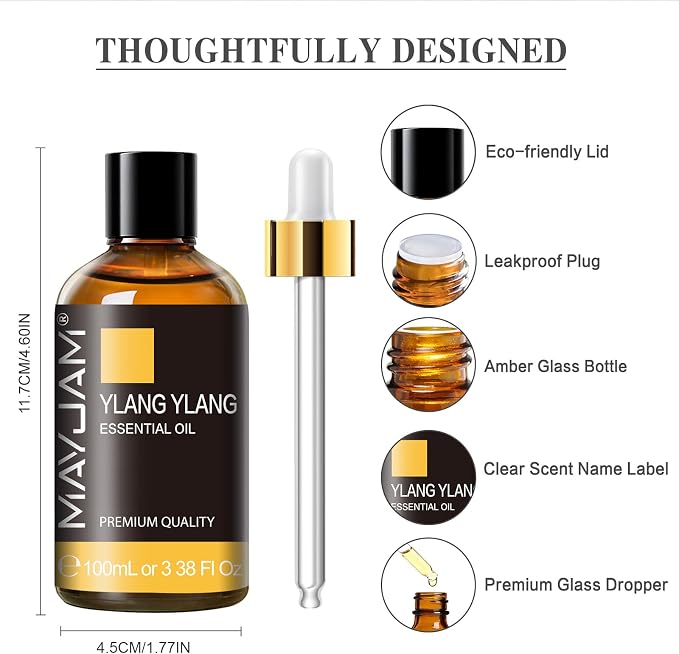 MAYJAM Ylang Ylang Essential Oil for Diffuser Soap Candle Making, 3.38FL.OZ