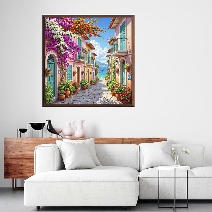 Seaside Scenery Diamond Art Kits for Adults,Landscape Diamond Painting Kit for Beginners, Round 5D DIY Dimond art,Full Drill Painting Kit Art and Crafts for Adults Home Wall Decor【13.8x13.8inch】