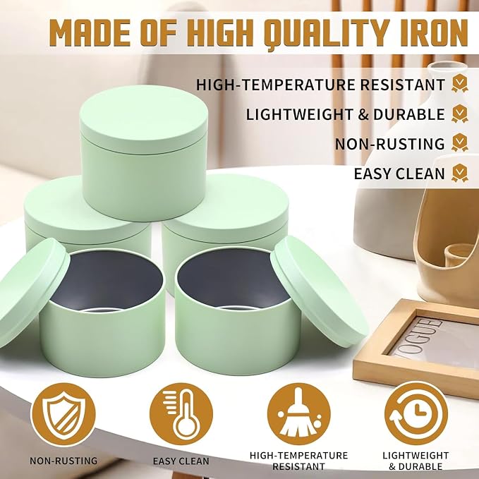 24-Pack 4oz Candle Tins with Lids, Metal Candle Jars for Candle Making, Empty Containers Vessels Bulk for Small Business & Beginners DIY Storage -Green