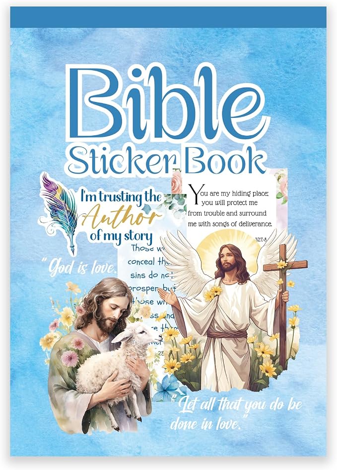 PRSTINCOL Bible Verse Stickers Book, 28 Pages 353 Pcs Religious Scripture Journaling Supplies for Women Water Bottles Journals