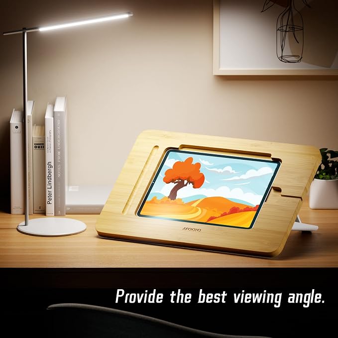 AFOOYO Wooden Tablet Drawing Stand - Portable & Adjustable 5 Angles for Laptop,Laptop Stand Riser,Compatible with 12.9/13 inch iPad Pro(3rd-6th Gen)