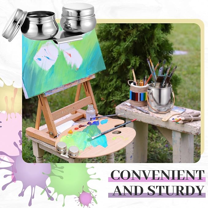 2 Pcs Paint Brush Cleaner Set with Cup, Drying Rack, Jumbo | Stainless Steel, Portable Brush Washer with Palette Cup, For Oil Painting And Acrylic Painting, Painting Accessories
