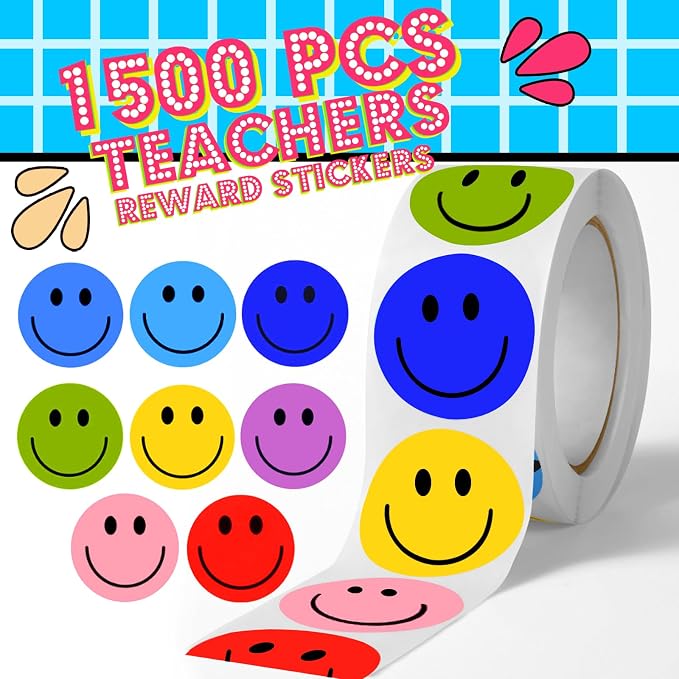 1500 Pcs Smiley Face Stickers Motivational Stickers for Teachers