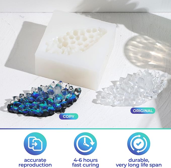 LET'S RESIN Silicone Mold Making Kit Liquid Silicone Rubber 140oz/1 Gallon | Translucent Clear Mold Making Silicone-Mixing Ratio 1:1-Molding Silicone for Resin Molds,Silicone Molds Maker DIY Making
