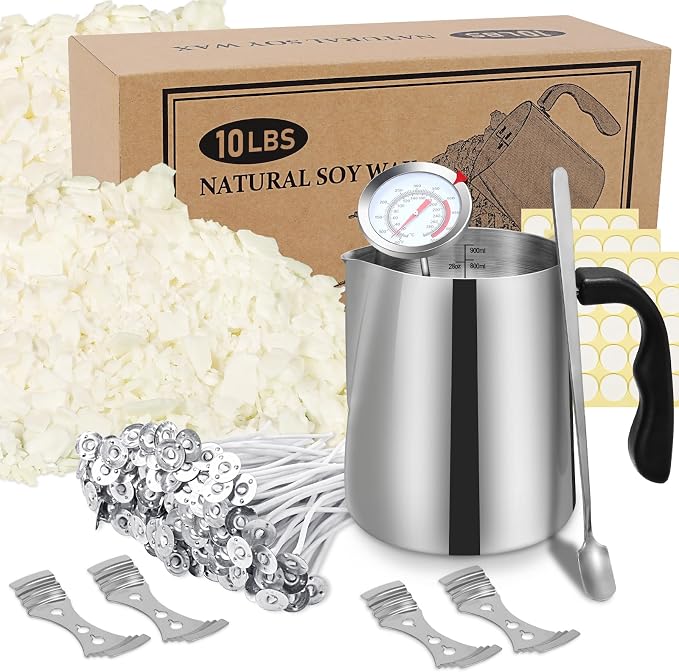 SAEUYVB Candle Making Kit,10 lbs Candle Wax for Candle Making | Natural Soy Wax Flakes with Pouring Pot for Candle Making,Candle Making Supplies for Adults Beginners