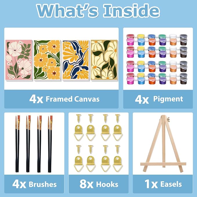 Flower Paint by Number for Adults, Paint by Numbers Kit for Adults 8x12 in