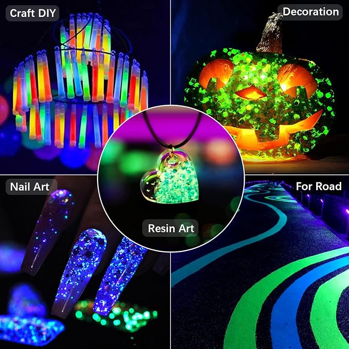 3 Box Glow in The Dark Crushed Glass Craft Glitter Fine for Resin Art, Small Broken Glass Pieces Irregular Metallic Crystal Chips Chunky Flakes for DIY Epoxy Jewelry Making Decoration（Total 150g）