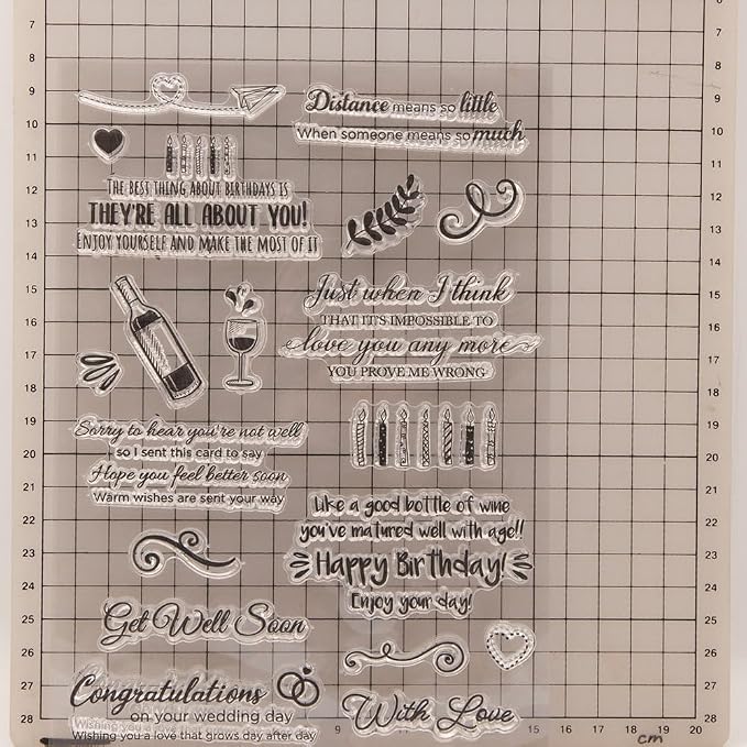 Happy Birthday Candle Enjoy Your Day Love You Any More Clear Stamps Transparent Silicone Stamp Album Cards Rubber Stamp for Card Making Decoration and DIY Scrapbooking