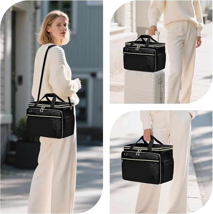 Anitor Large Crochet Bag Knitting Bag Yarn Storage Tote, Yarn Bag, Black