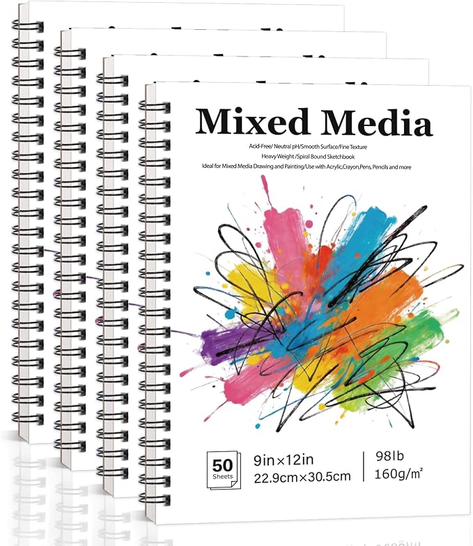 9 × 12 Inch Sketch Book, Spiral Bound Drawing Pad, Perforated Pages | Abstract Cover, Smooth Paper for Pencil Charcoal Pastel Ink, Folds Back Easily, Tear-Out Sheets for Class Or Travel