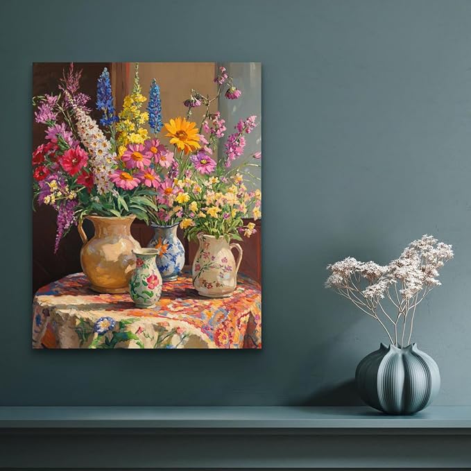 Banket Paint by Numbers Kit for Adults Beginner Flower DIY Oil Painting Kits for Adults Bottle Flowers Easy Adult Paint by Number Kits on Canvas Color by Numbers for Gifts Home Wall Decor 16x20 Inch