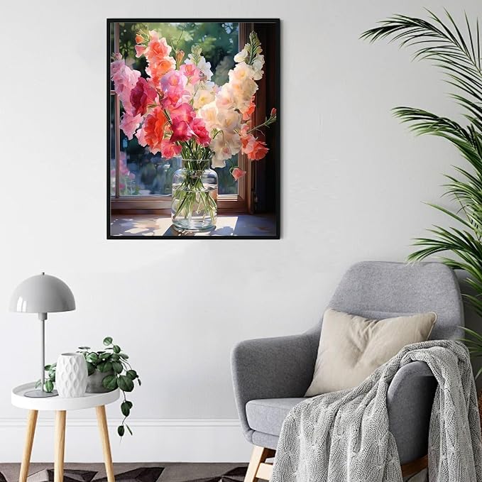 Ausanrl Flowers Diamond Painting Kits for Adults-Diamond Art Kits for Adults Beginner,5D Diamond Painting Flowers,Gem Art Kits for Gift Home Decor 12x16inch