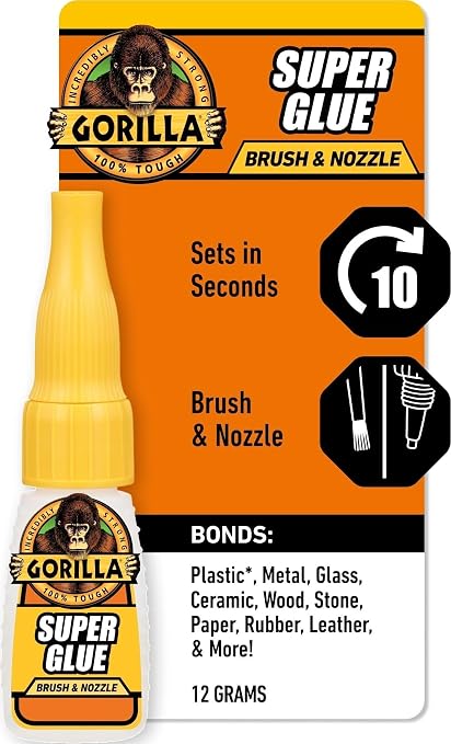 Gorilla Super Glue, Brush and Nozzle Two-Way Applicator, Clear, 12 g
